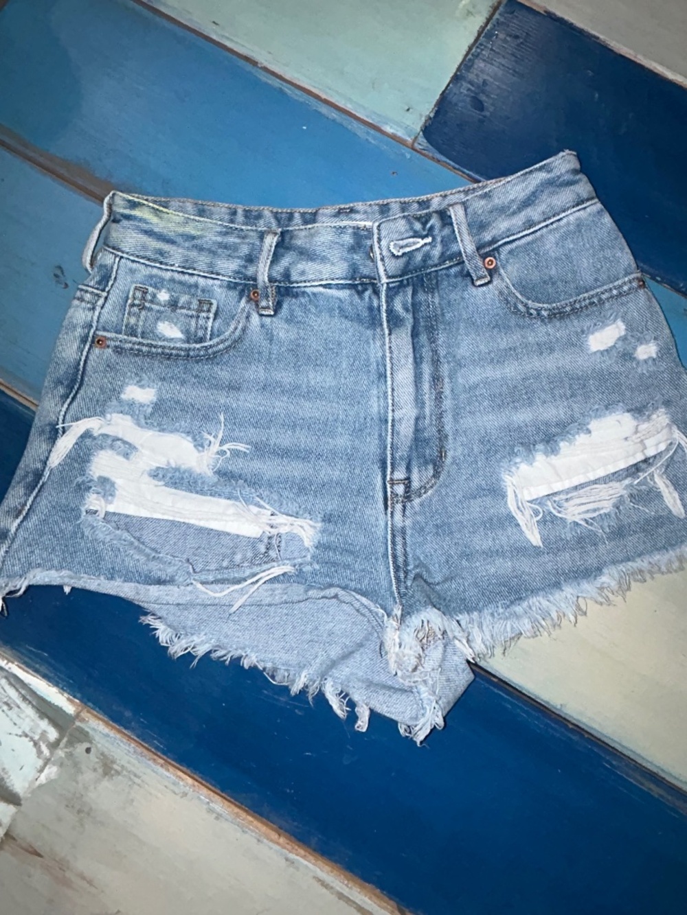 Pacsun Los Angeles Distressed High Rise Festival Denim Shorts